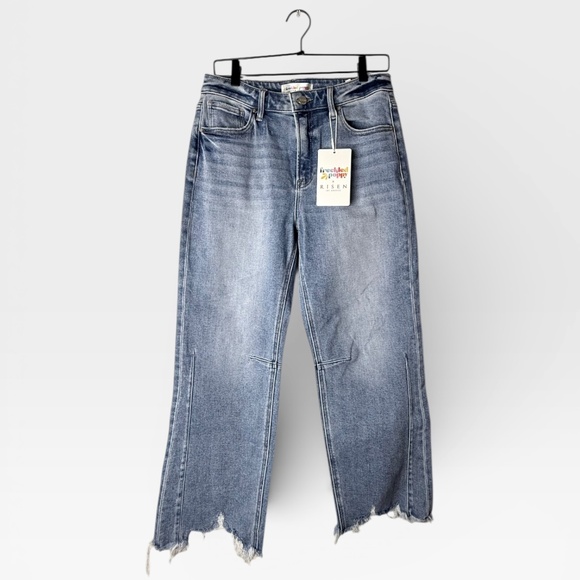 Freckled Poppy Risen Mid-rise Cropped Straight Leg Distressed Jeans Size 29 (H)